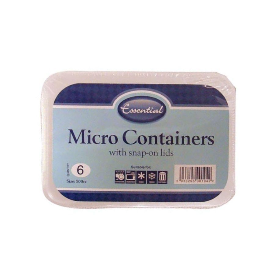Essential Micro Food Cont With Lids 500ml 6's