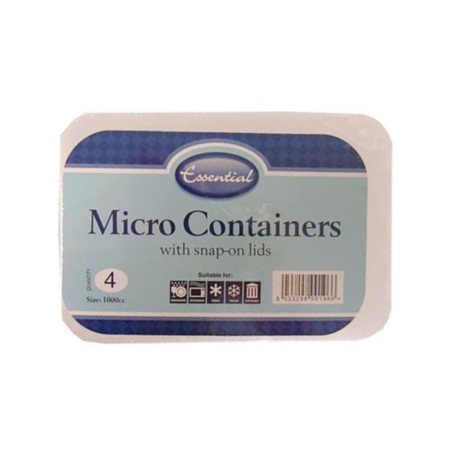 Essential Micro Food Container With Lids 1000ml 4's
