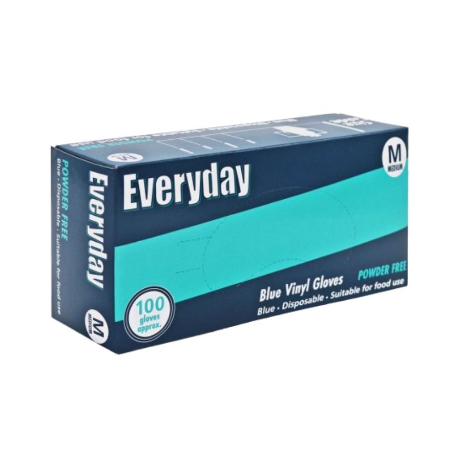 Everyday Blue Vinyl Gloves Medium 100's