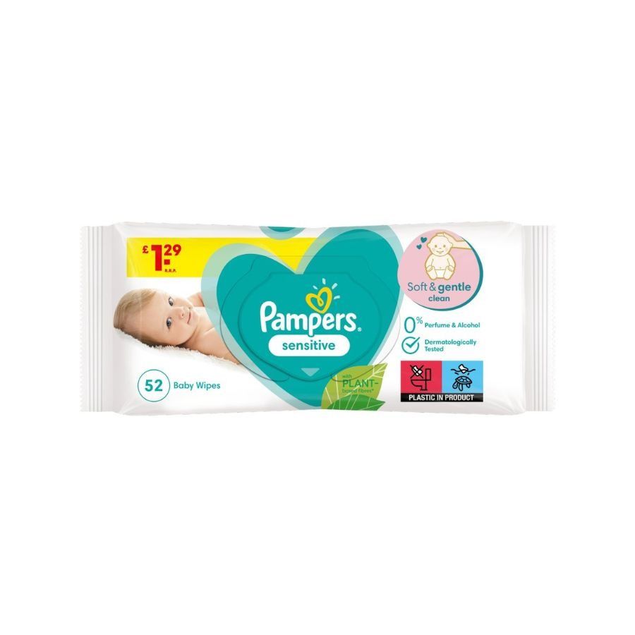 Pampers Sensitive Baby Wipes PM £1.29 52's