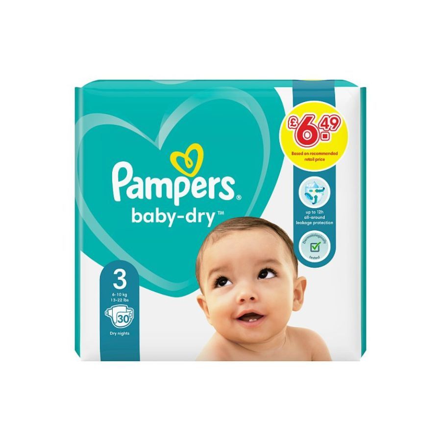 Pampers Baby Dry Midi Size 3 Nappies 30's PM £6.49