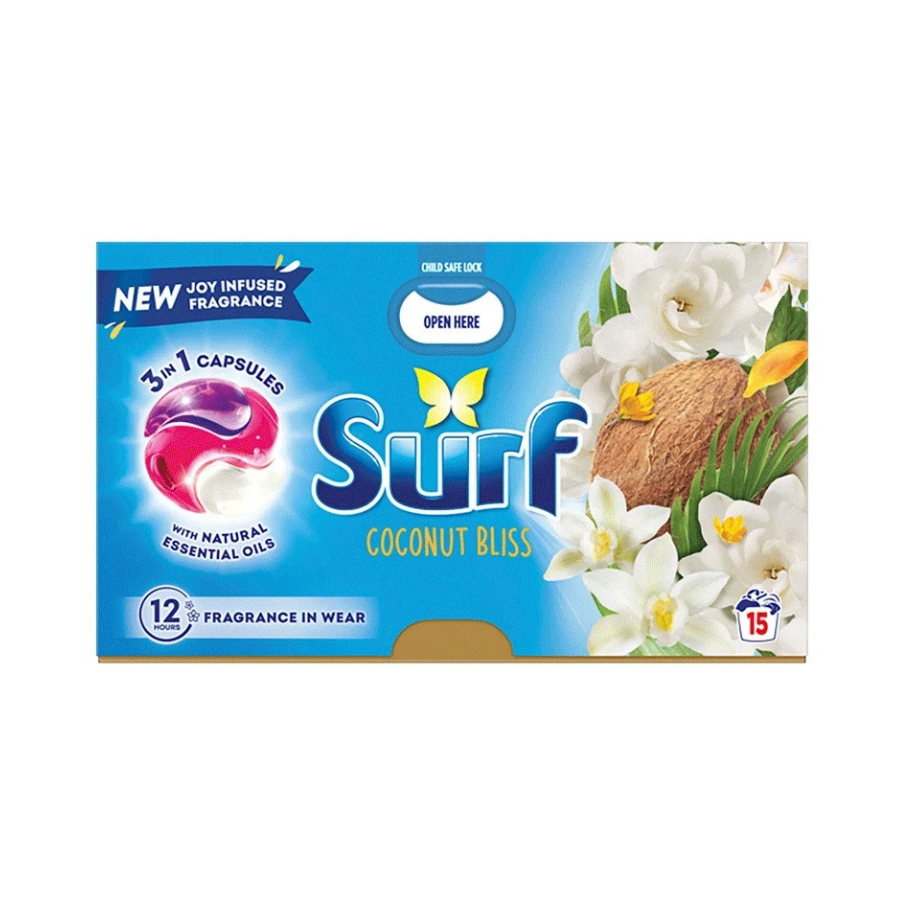 Surf 3 in 1 Capsules Coconut Bliss 15's