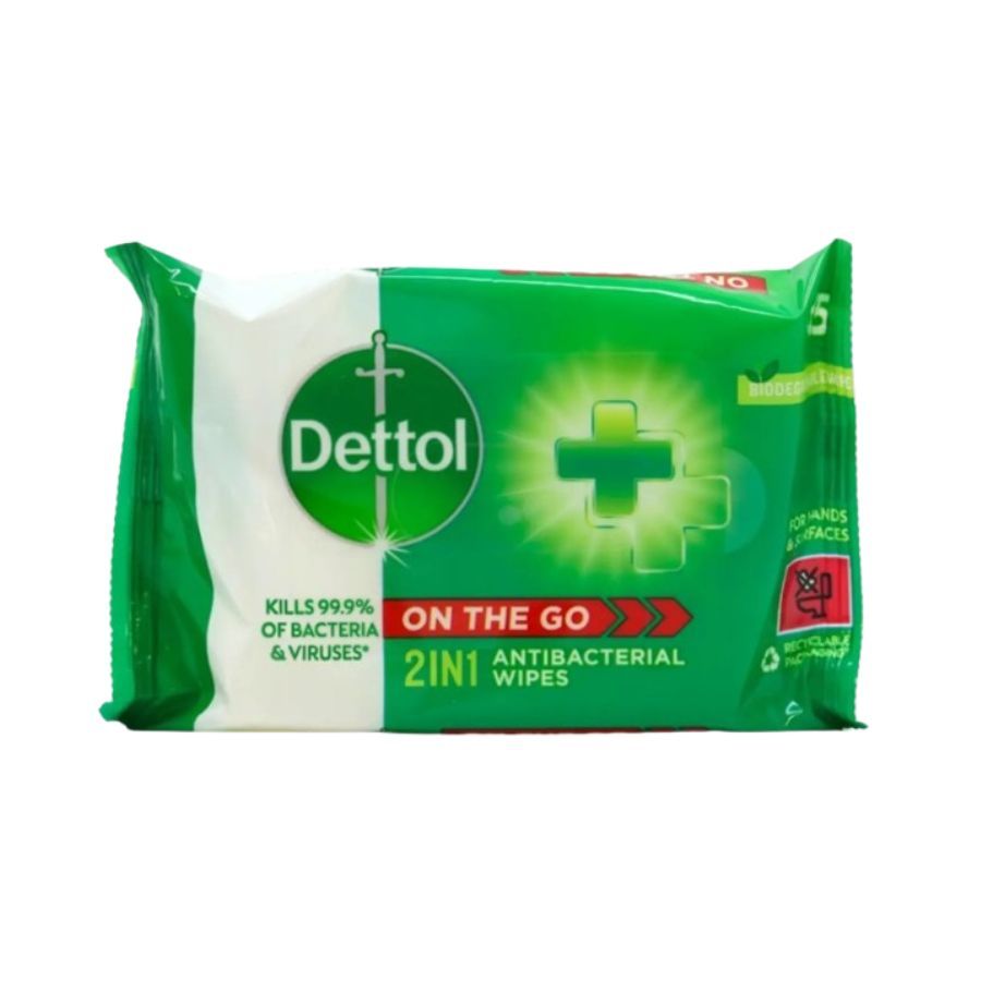 Dettol 2 in 1 Anti-Bacterial Wipes Hand & Surface 15's