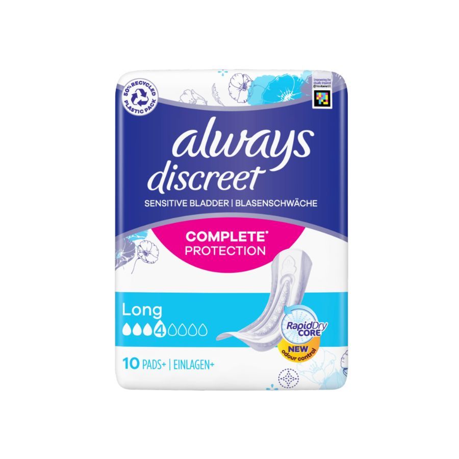 Always Discreet Incontinence Long Pads For Sensitive Bladder 10's