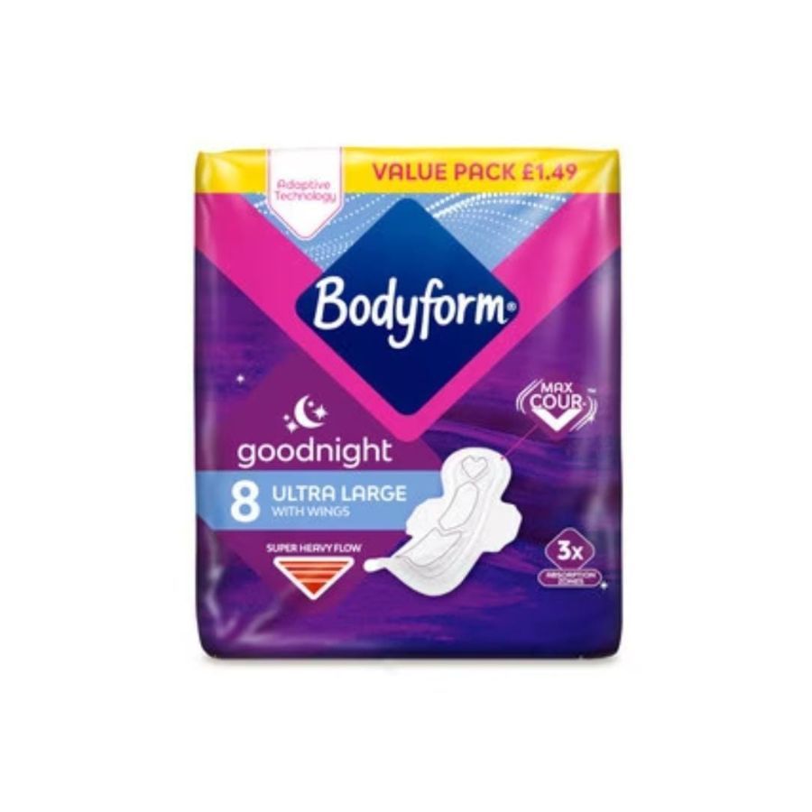Bodyform Ultra Goodnight Sanitary Towels 8's PM £1.49