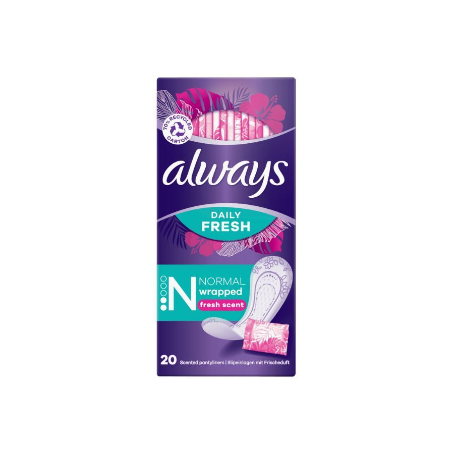 Always Daily Fresh Normal Wrapped Panty Liners, Fresh Scent 20's