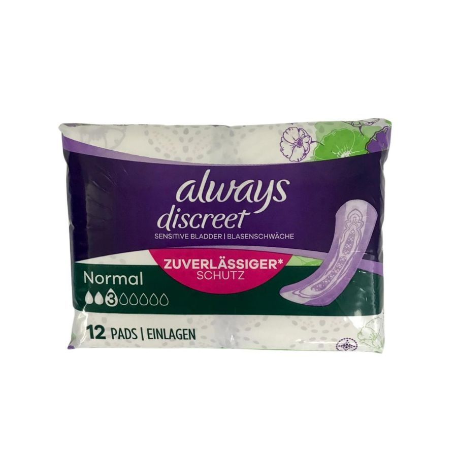 Always Discreet Incontinence Pads Normal For Sensitive Bladder 12's