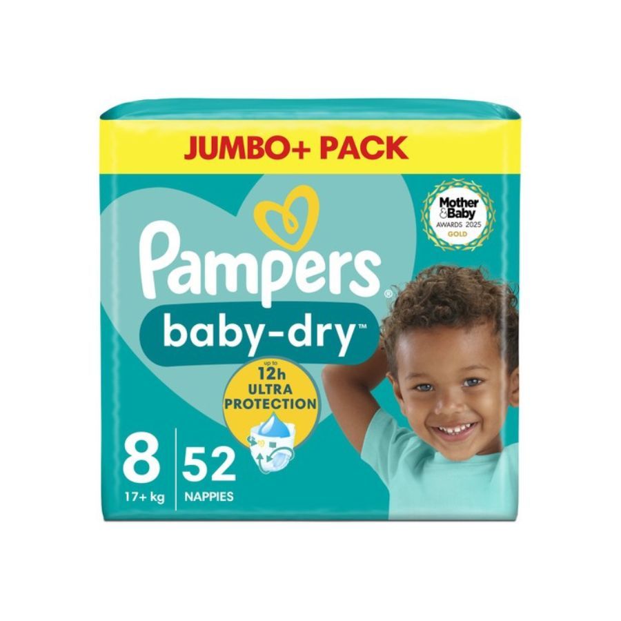 Pampers Baby Dry Size 8 Nappies Jumbo Pack 52's