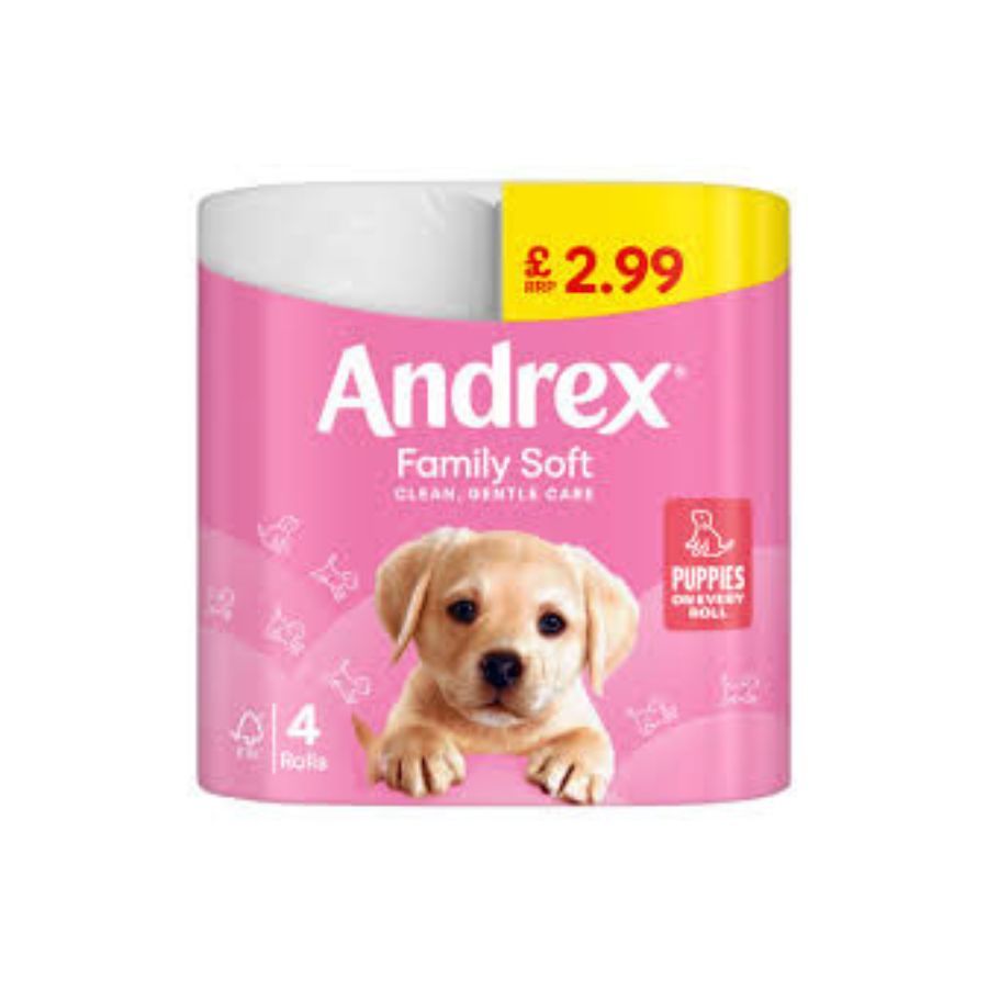 Andrex Family Soft Clean, Gentle Care Toilet Roll 4's PM £2.99