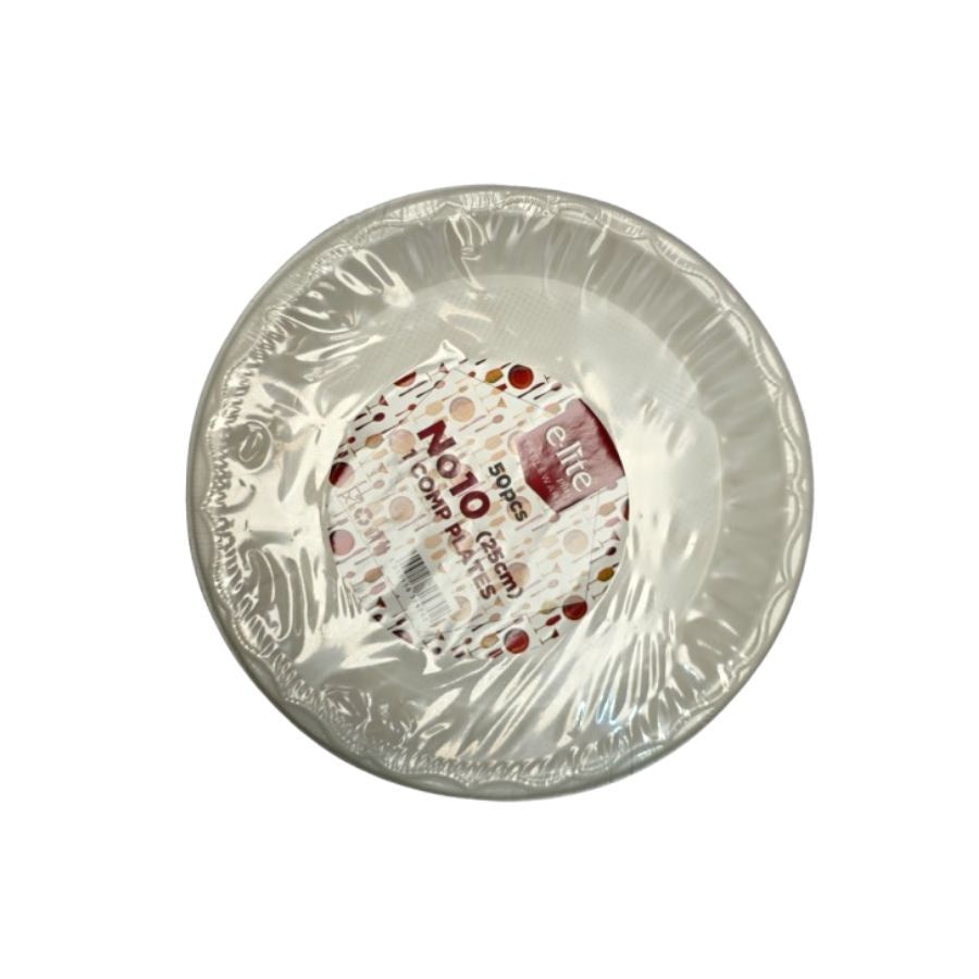 White Plastic Plates 25cm 50's