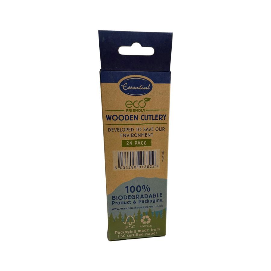 Essential Eco Biodegradable Wooden Cutlery Mix Pack 24's