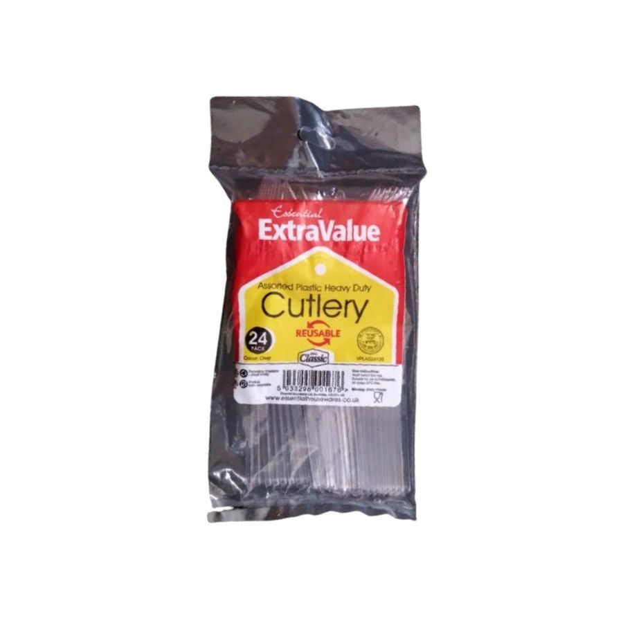 Essential Reusable Plastic Assorted Cutlery 24's