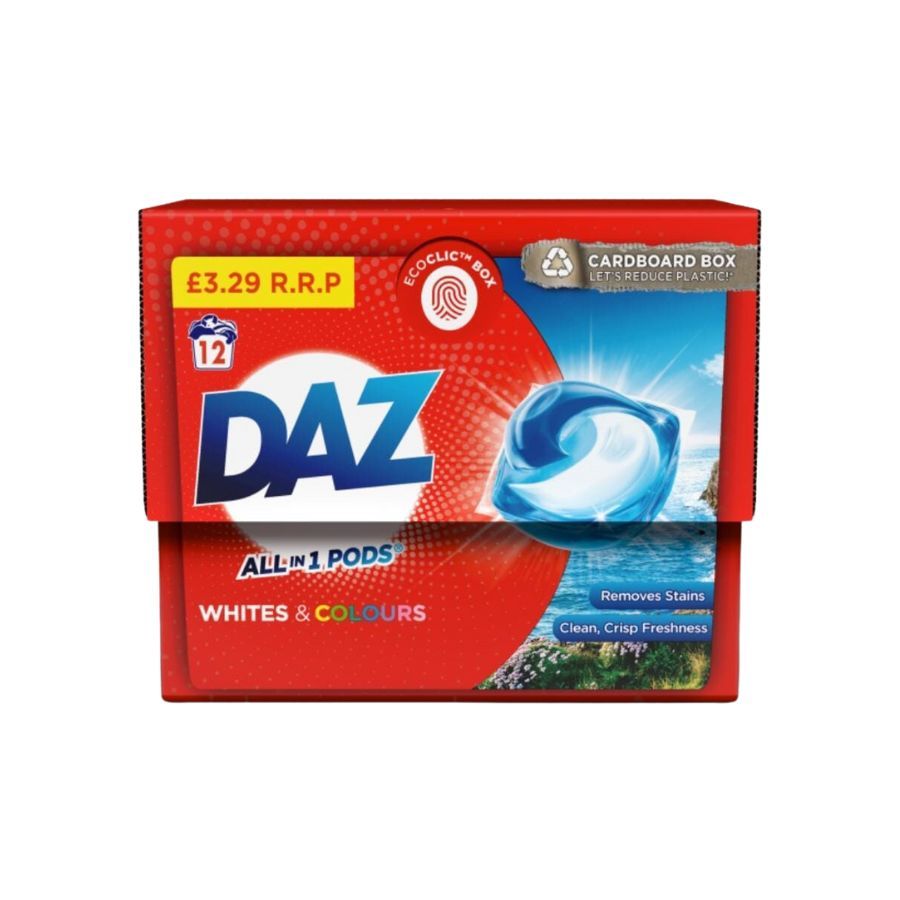 DAZ All in 1 Pods Washing Liquid Capsules 12w Whites & Colours PM £3.29