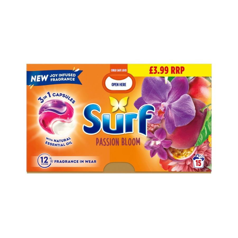 Surf Laundry Washing Detergent Capsules Passion Bloom 15's PM £3.99
