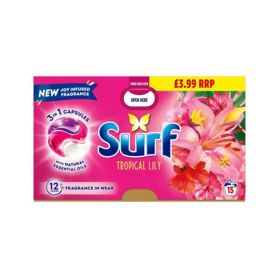 Surf Laundry Washing Detergent Capsules Tropical Lily 15's PM £3.99