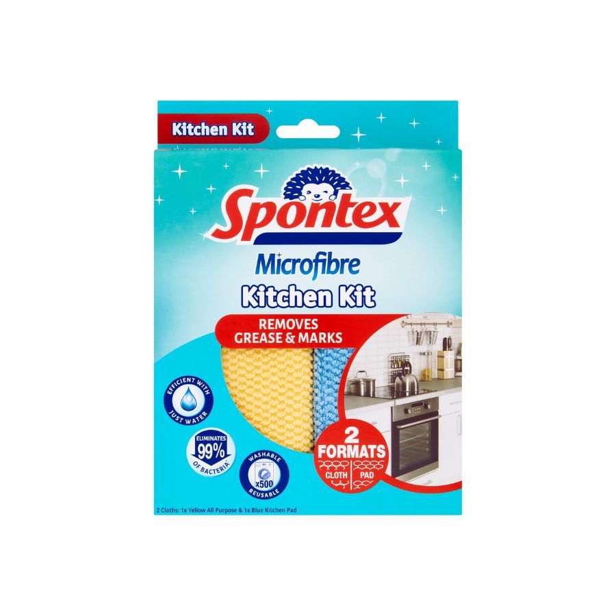 Spontex Microfibre Kitchen Kit (2 Cloths)