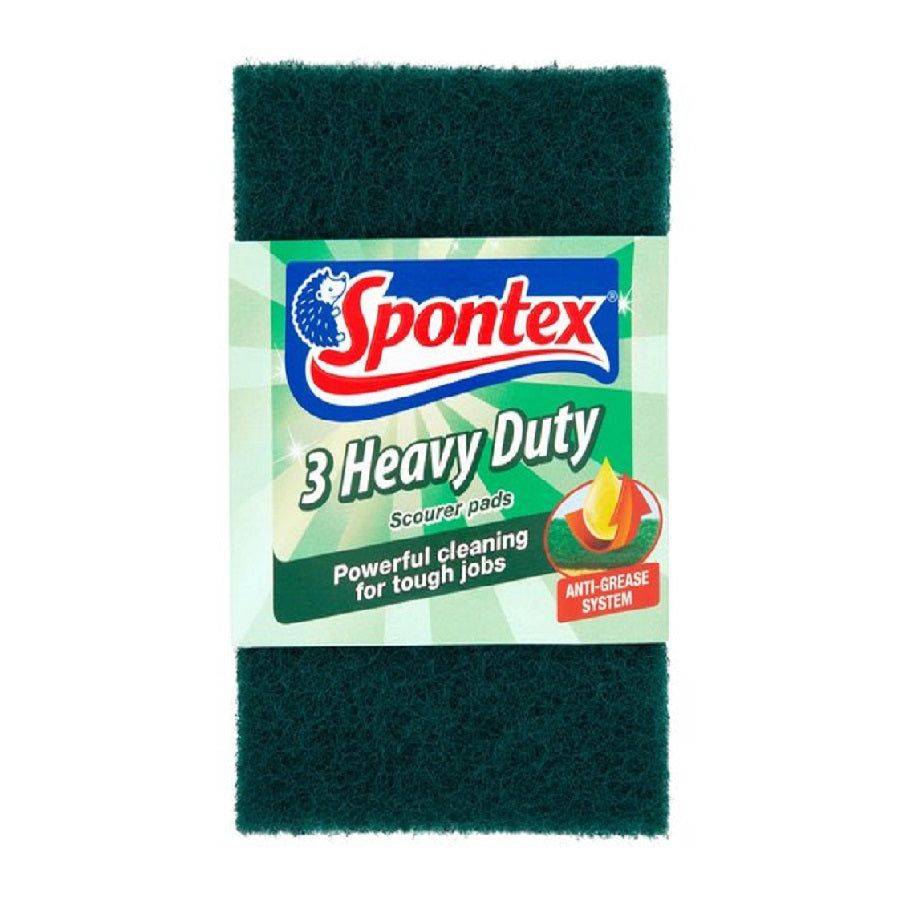 Spontex Heavy Duty Green Scourer Pad 3's